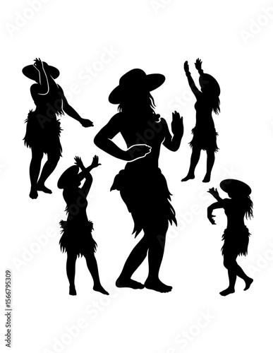 Hula girl Tahitian, Hawaiian female dancer silhouette