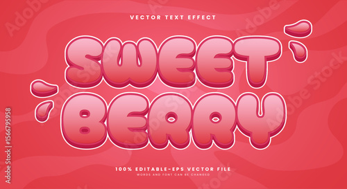 Sweet berry 3d editable text effect template Suitable for fresh fruit theme