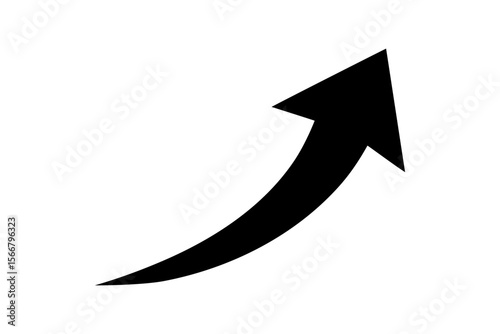 Black Curved Arrow Icon Direction Symbol in Flat Style on Transparent Background