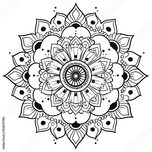 Intricate geometric mandala design for creative coloring and artistic projects
