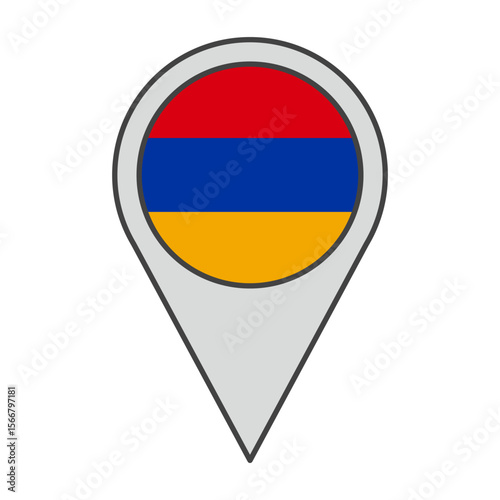 Vector illustration of a geolocation tag colored with the flag of Armenia