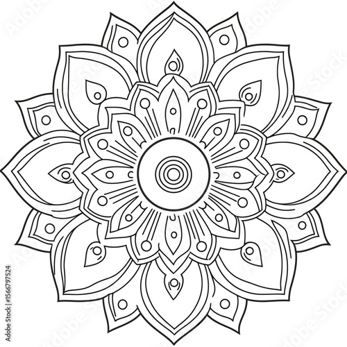 Intricate geometric mandala outline for children s coloring pages