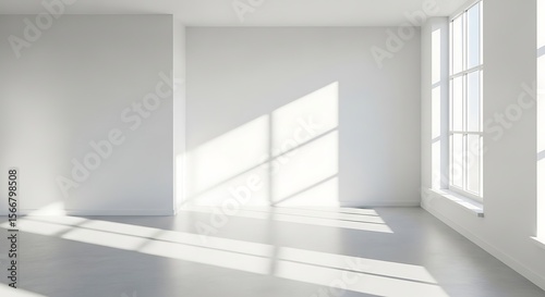 Empty modern room sunlight shadows
