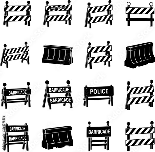 Construction and Road Barricade Icons
