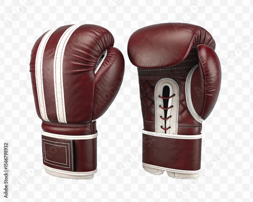 abstract 3d boxing gloves front and back view in different color style isolated on transparent background