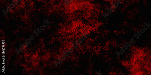 Red color powder explosion isolated on black background. Colorful dust explode. Paint Holi, dust particles splash. Network concept with spray. Futuristic technology element. 3D rendering.