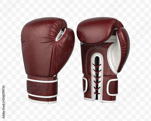 abstract 3d boxing gloves front and back view in different color style isolated on transparent background