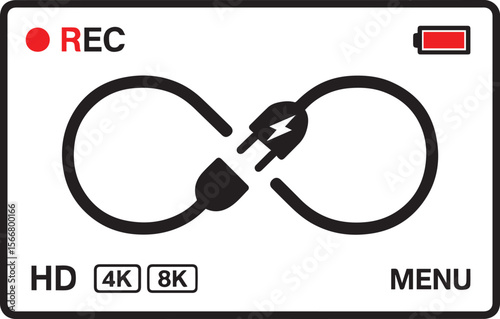 Continuous power supply device for high resolution video recording isolated on transparent background