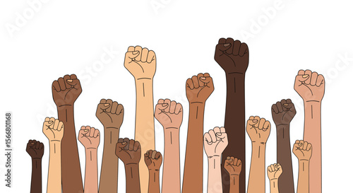 A powerful display of unity and solidarity diverse hands raised in a gesture of strength and collective action fostering community togetherness and mutual support