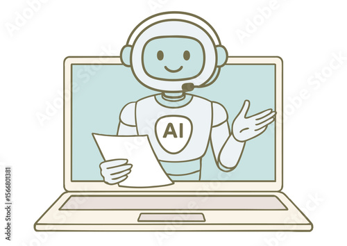 画面越しに案内・説明をするAIロボット