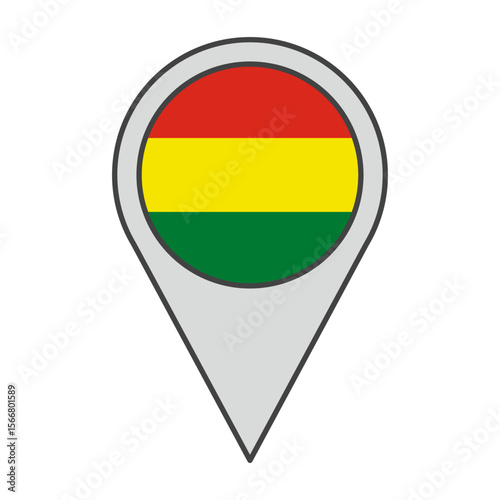 Vector illustration of a geolocation tag colored with the flag of Bolivia Free Download Vector illustration of a geolocation tag colored with the flag of Bolivia - GFXLoad