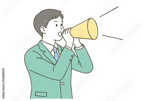 声を張り上げるビジネスマンのイラスト