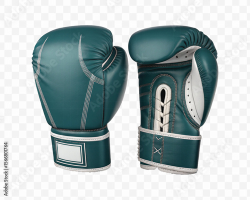 abstract 3d boxing gloves front and back view in different color style isolated on transparent background