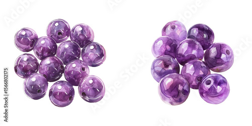 purple beads watercolor vector illustration