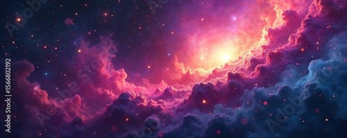 Mesmerizing Cosmic Nebula Vibrant Hues and Celestial Dust Swirl in a Breathtaking Display of Abstract Universe Art