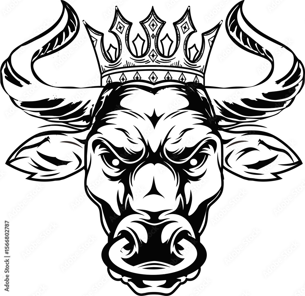Obraz premium Vector illustration bull black