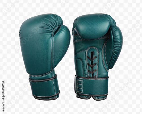 abstract 3d boxing gloves front and back view in different color style isolated on transparent background