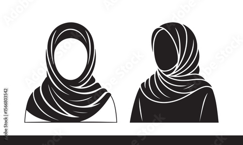 Islamic Hijab Silhouette – Modest Headscarf Black Vector Design