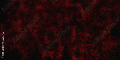 Red color powder explosion isolated on black background. Colorful dust explode. Paint Holi, dust particles splash. Network concept with spray. Futuristic technology element. 3D rendering.