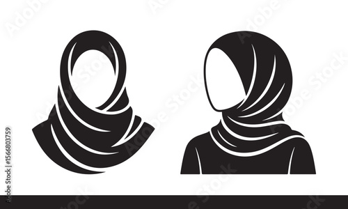Islamic Hijab Silhouette – Modest Headscarf Black Vector Design