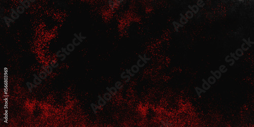 Red color powder explosion isolated on black background. Colorful dust explode. Paint Holi, dust particles splash. Network concept with spray. Futuristic technology element. 3D rendering.