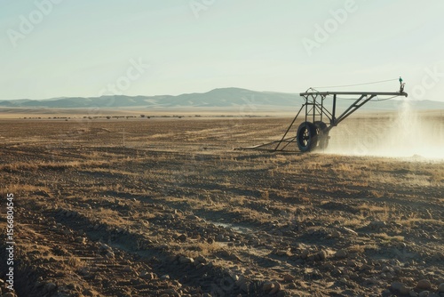 High Detail Picture of Pivot Irrigation System in Desert Fields