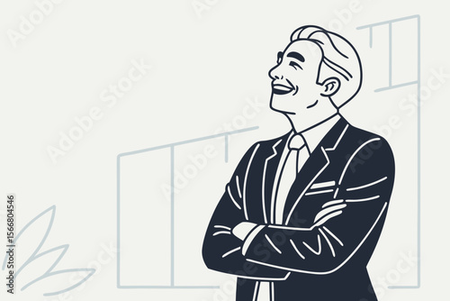 Smiling mature business leader with crossed arms, ideal for promoting leadership, career growth, and professional confidence.