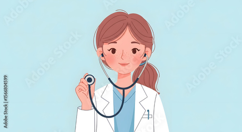 Smiling female doctor with stethoscope in a professional medical uniform