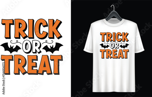 trick or treat text design, t shirt design concept vector.