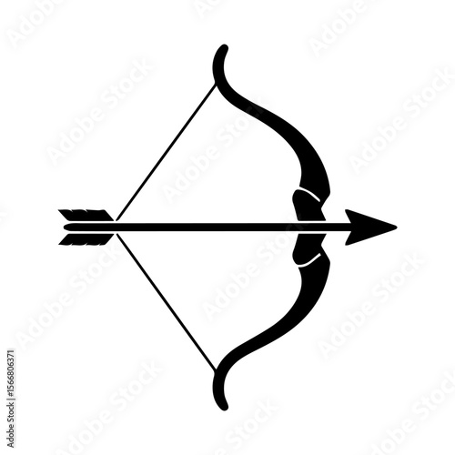 Bold Archer Silhouette Aiming Bow Side View