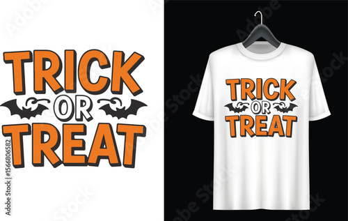 trick or treat text design, t shirt design concept vector.