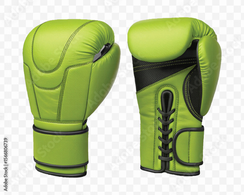 abstract 3d boxing gloves front and back view in different color style isolated on transparent background