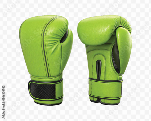 abstract 3d boxing gloves front and back view in different color style isolated on transparent background