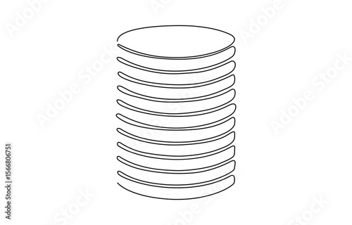 Single one line drawing pile of coin. Bank concept. Continuous line draw design graphic vector illustration., Coins money in simple linear style. Editable outline illustration.