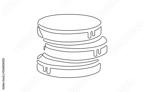 Single one line drawing pile of coin. Bank concept. Continuous line draw design graphic vector illustration., Coins money in simple linear style. Editable outline illustration.