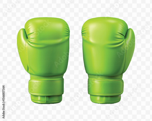abstract 3d boxing gloves front and back view in different color style isolated on transparent background