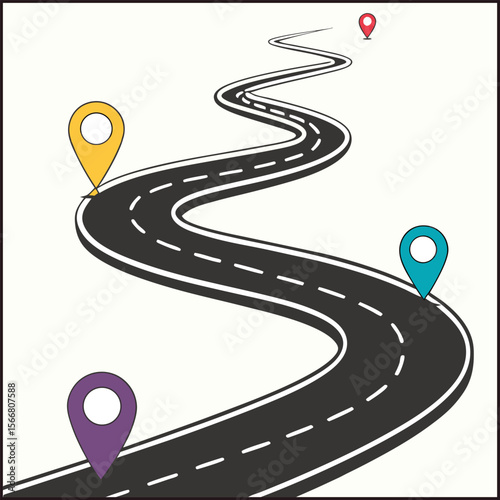 Winding curve black road path background