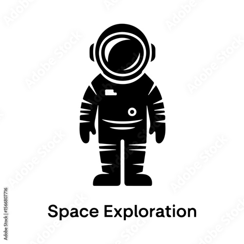 Isolated Astronaut Graphic in Minimal Line Art