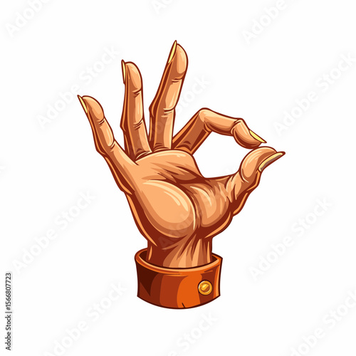 Okay Hand Gesture: A well-defined hand displaying the universal 'okay' gesture, signifying agreement, approval, or excellence, conveyed with precision and clarity.