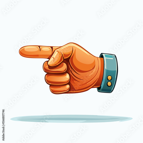 Pointing Hand Illustration: A vibrant, stylized illustration of a hand pointing to the left, ideal for directional cues, guides, and presentations.