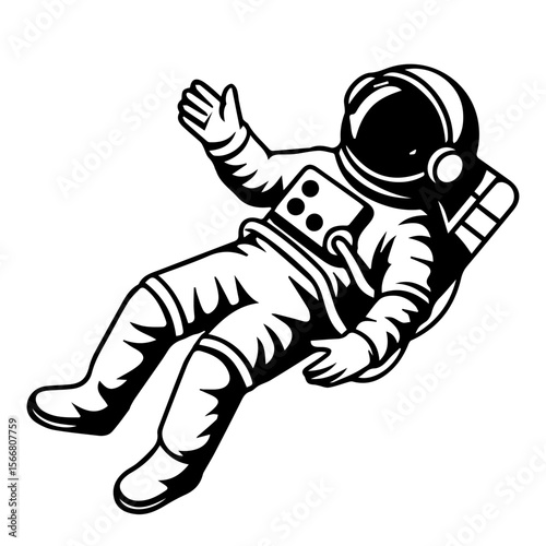 Minimal Astronaut Silhouette in Side View Style