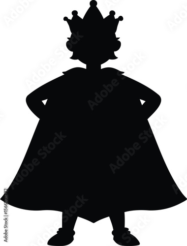 King Silhouette with Royal Cape – Elegant and Powerful Pose – Vector Illustration