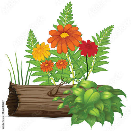 flowers , home flowers , with wood and grass flowers