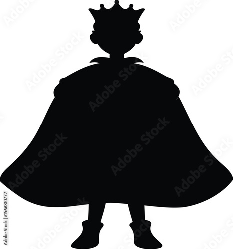 King Silhouette with Royal Cape – Elegant and Powerful Pose – Vector Illustration