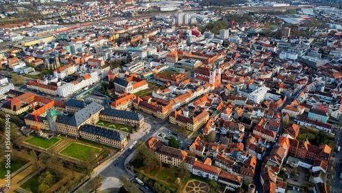 Fototapeta Naklejka Na Ścianę i Meble -  Aerial view of the downtown of the city Fulda in Germany on a sunny noon in autumn