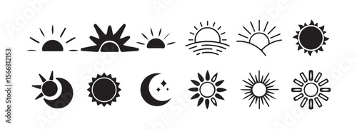 Foto Black Sun Icon Set