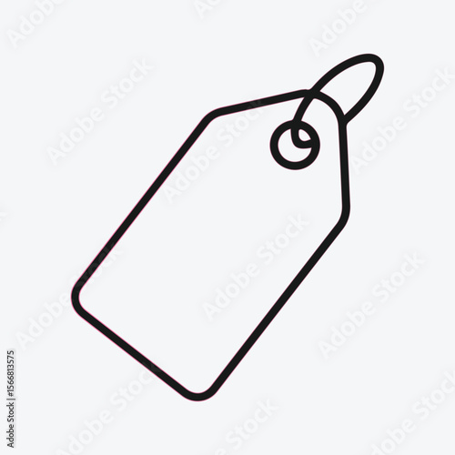 Simple black outline of a sale tag with a hole and loop on a light gray background