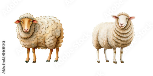 sheep watercolor vector illustration