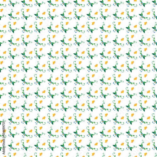 Wallpaper Mural Elegant Floral Pattern With Yellow Flowers and Green Leaves Design Torontodigital.ca