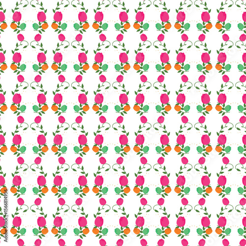 Wallpaper Mural Seamless Floral Pattern Featuring Colorful Blooms and Leaves on a White Background Torontodigital.ca
